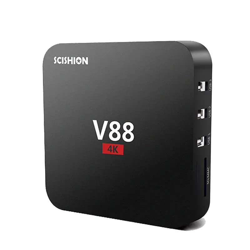 Приставка Смарт ТВ V88 4K Android 6 0 Rockchip 3229 1 ГБ/8 ГБ 4 USB 2 4G Wi Fi четырехъядерный процессор