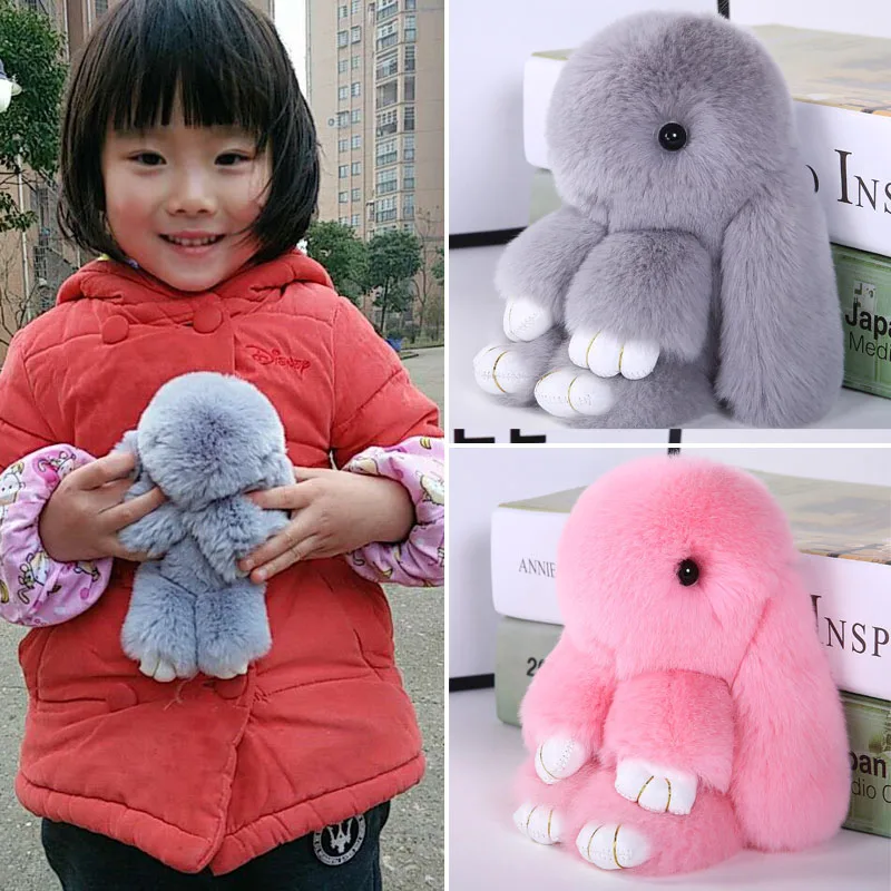 

Hot Cute Mini Genuine Rabbit Fur Pom Pom Bunny Key Chain Women Toy Doll Bag Car Key Ring Monster Trinket Rabbit Keychain Jewelry