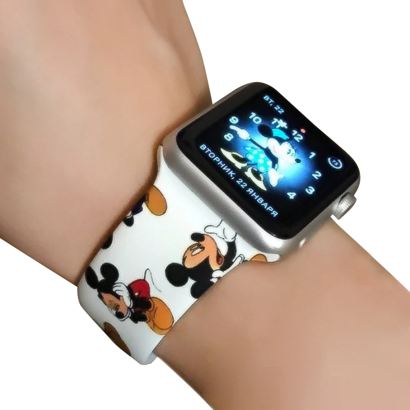 Cartoon Mickey Soft Silicone Watchband For Apple font b Watch b font Series 1 2 3