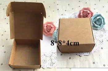 

50pcs Brown Carton Kraft Packing Box Wedding Favor and Gift Box Candy Box for Guest Handmade Soap Favors Paper Box 8*8*4cm