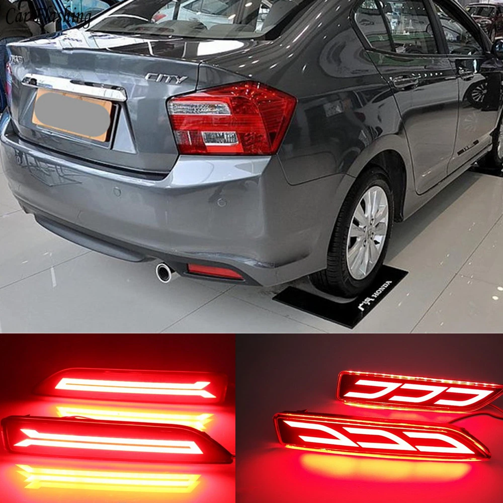 

Car flashing 2PCS Multi-function LED Reflector Lamp Tail Rear Fog Lamp Bumper Light Brake Light For Honda City 2012 2013 2014