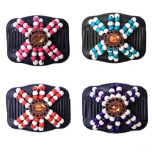 Кристалл ретро двойной, отделанный бисером волос Волшебная расческа клип бусины эластичность шпилька эластичные волосы расчески шпильки для женщин аксессуары для волос