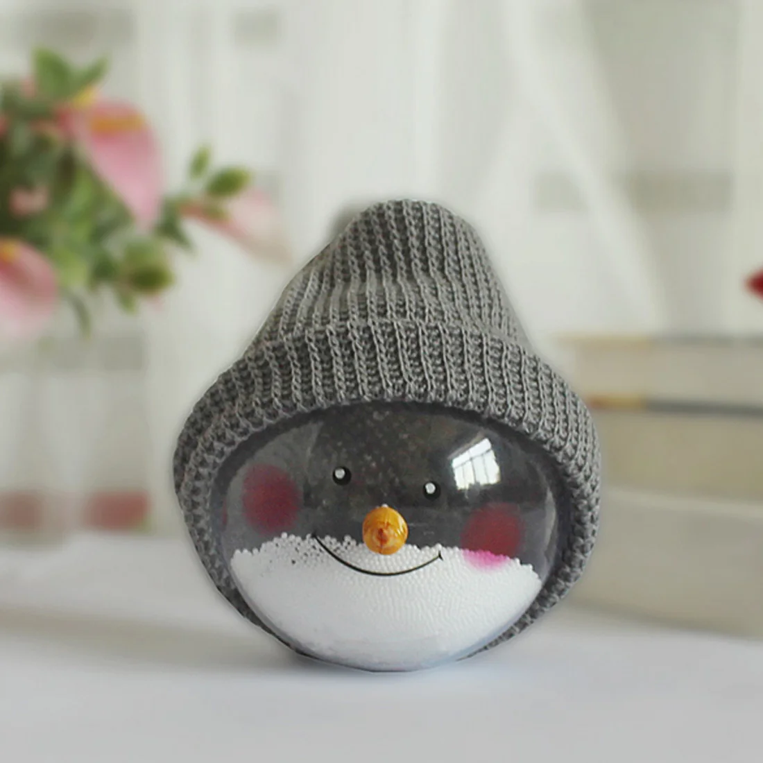 Bola de cristal bola de Navidad colgante adorno árbol de Navidad sonriente muñeco de nieve con sombrero decoración de jardín 15*8 cm Decoración Bola de cristal bola de Navidad colgante adorno árbol de Navidad sonriente muñeco de nieve con sombrero decoración de jardín 15*8 cm Decoración