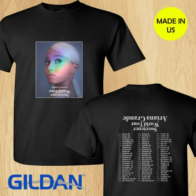 Ariana Grande Sweetener World Tour Concert 2019 Black Tee