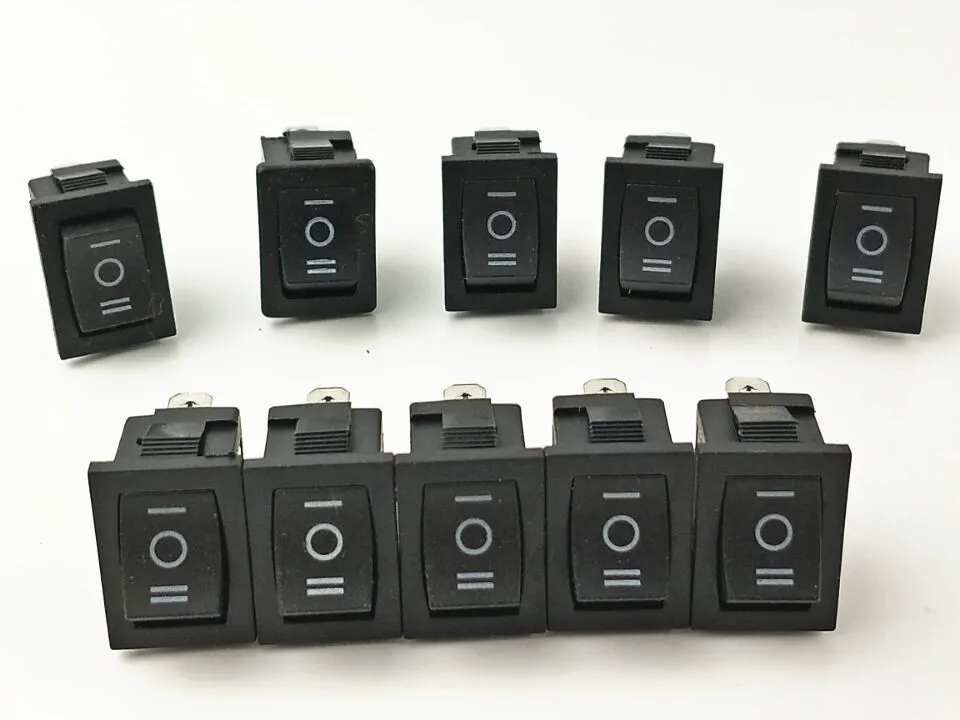 

10pcs 3 position rocker switch 3 pins on off on snap switch KCD1
