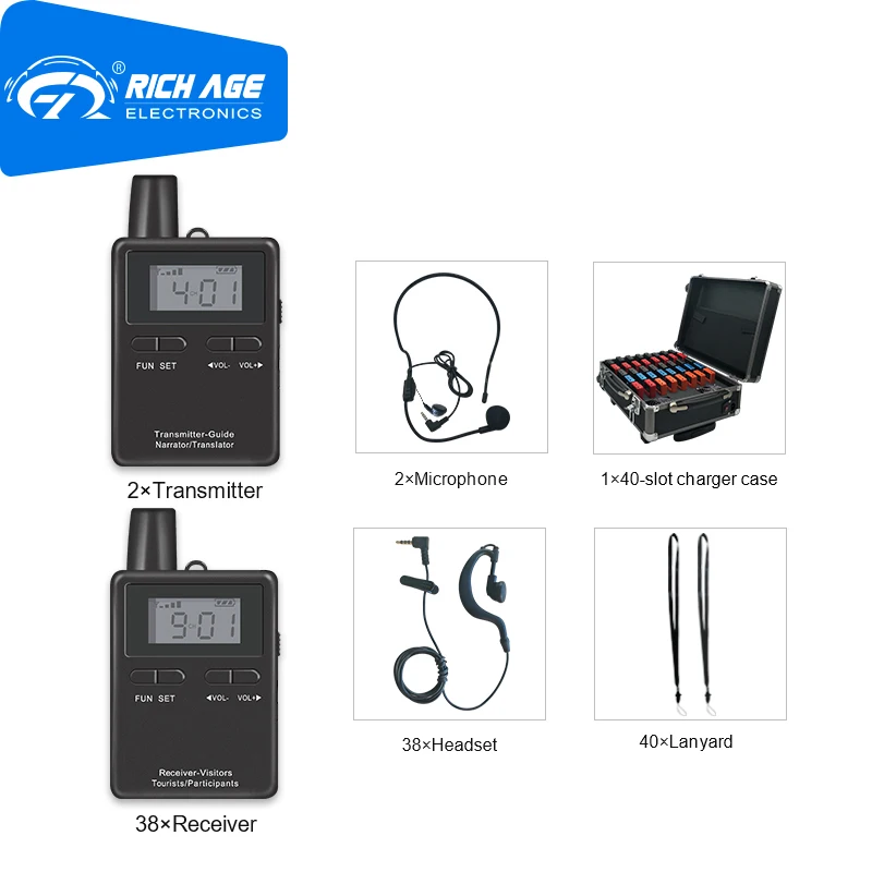 RichiTek Guard Tour System Mic 2 передатчика + 38 приемников для наружных групп с конденсаторным