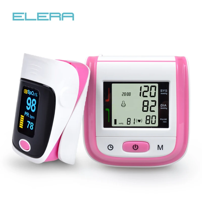 

Health Care Digital Wrist Blood Pressure Monitor Tonometer +CE Fingertip Pulse Oximeter Oximetro Alarm Setting