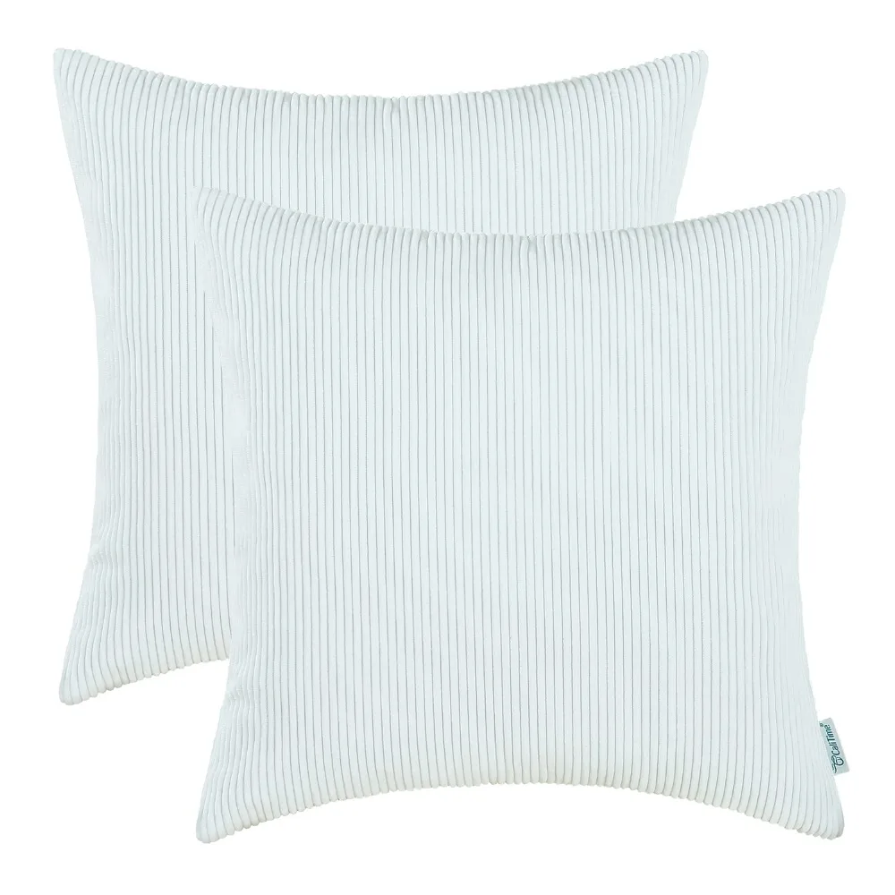 2PCS Square CaliTime Cushion Cover Pillows Shell Corduroy Striped Super
