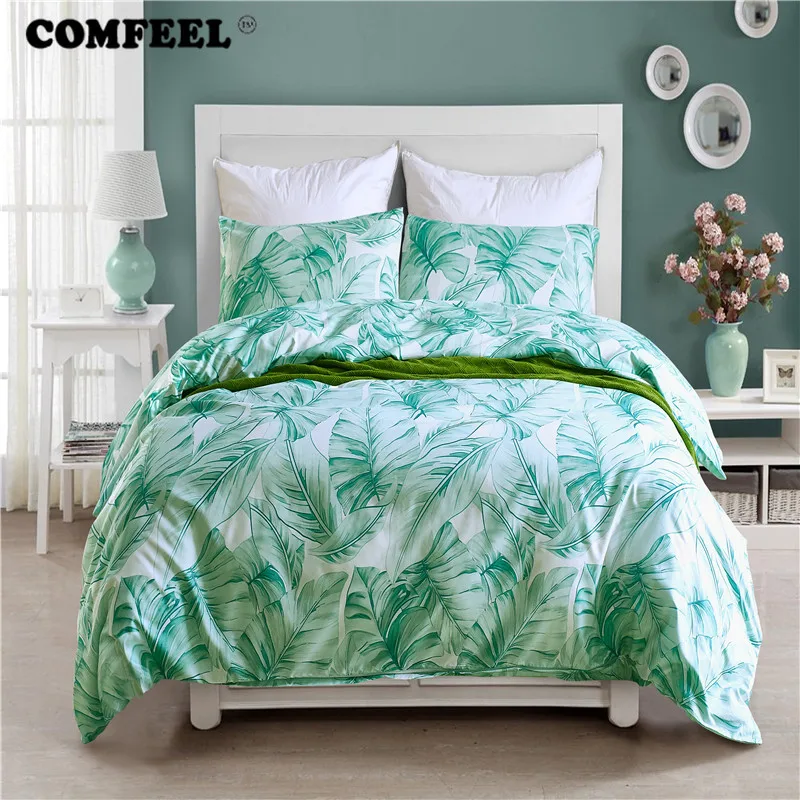 

COMFEEL 3PCS of Queen and King Size Cotton Bedding Sets Luxury Rainforest Style Comforter Duvet Cover Pillowcases Set Bedspread