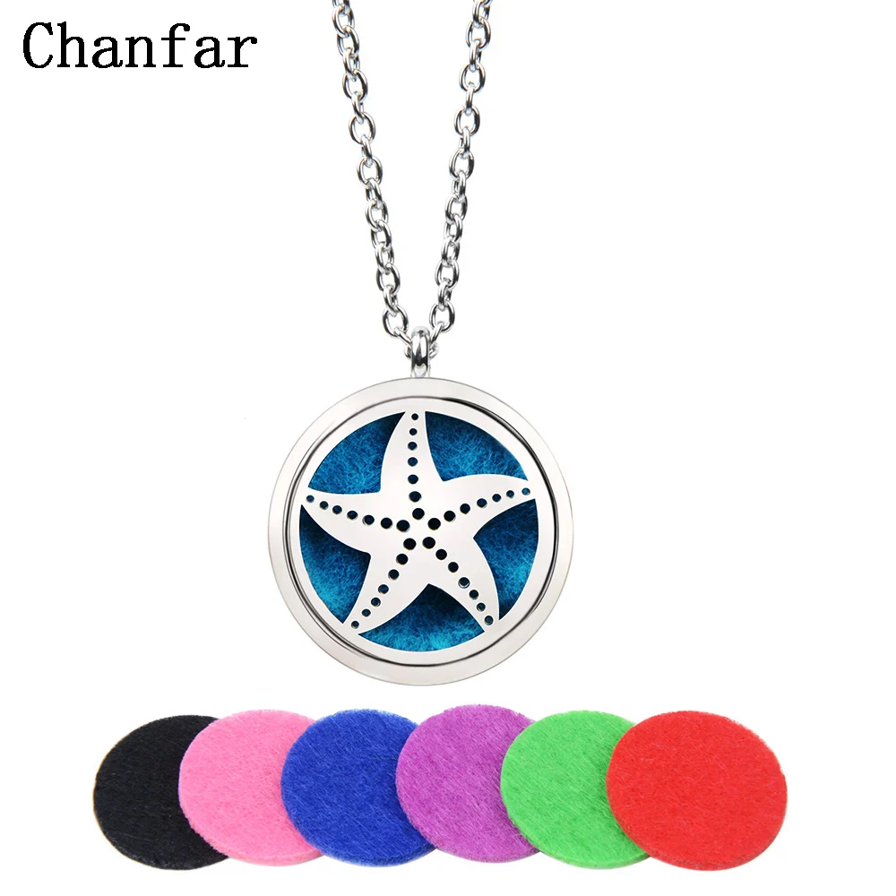 

Chanfar Stainless Steel Aromatherapy Diffuser Necklace Pendant Choker Essential Oil Perfume Locket Necklace With Pads Women Men