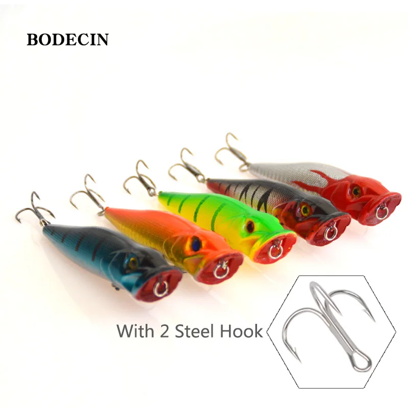 1PCS Fishing Lure Hard wobblers Bait Poper Topwater 3D Eyes Fish Popper Artificial Laser Baits 4# Hooks Tackle Floating Swimbait (8)