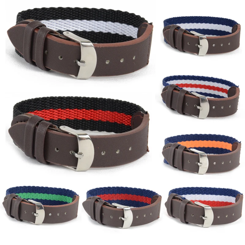 Watch Band Strap Nylon Mesh Leather Watchbands Womens Mens Sport Watches Belt Accessories Relojes Hombre 18mm 20mm Canvas