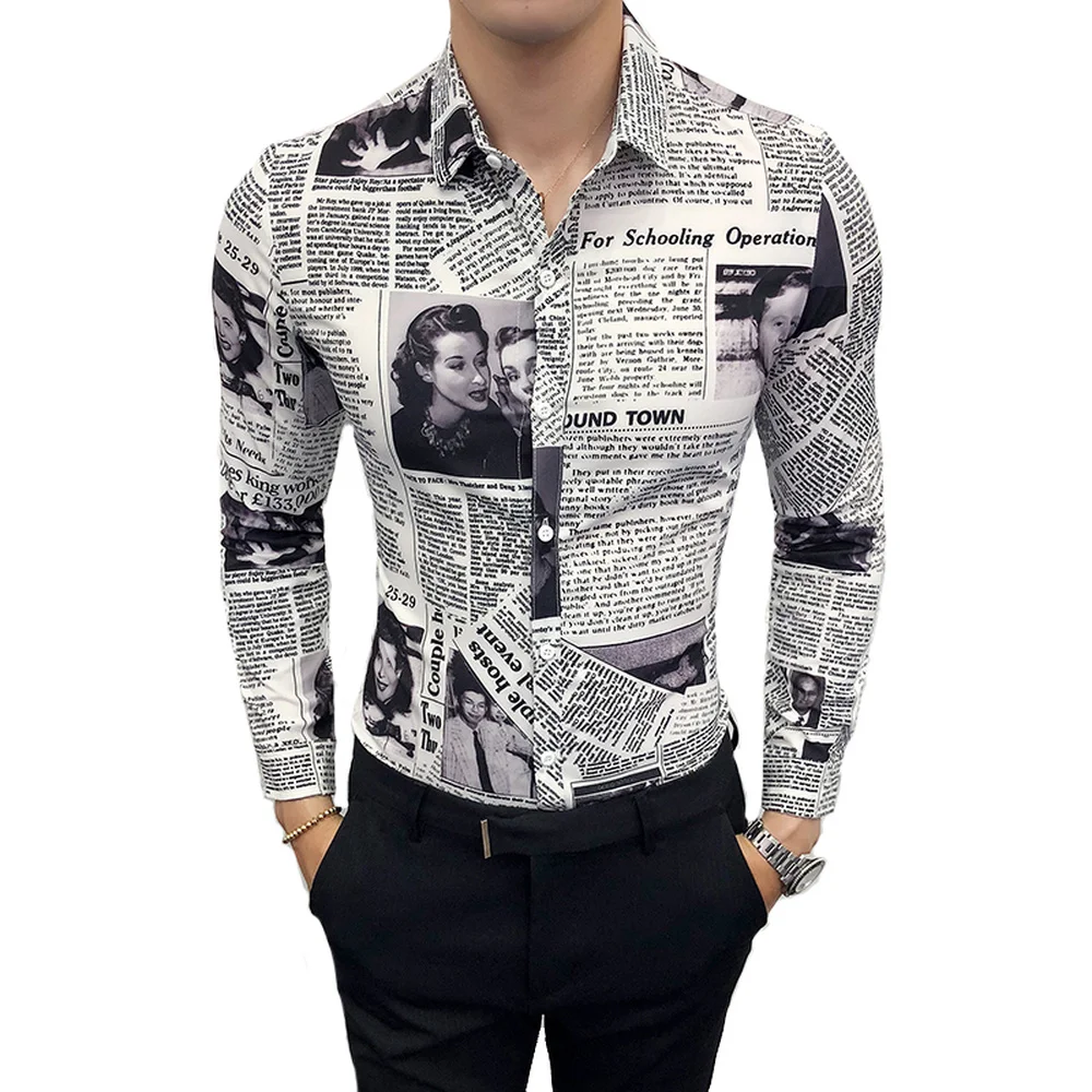 newspaper print shirt mens