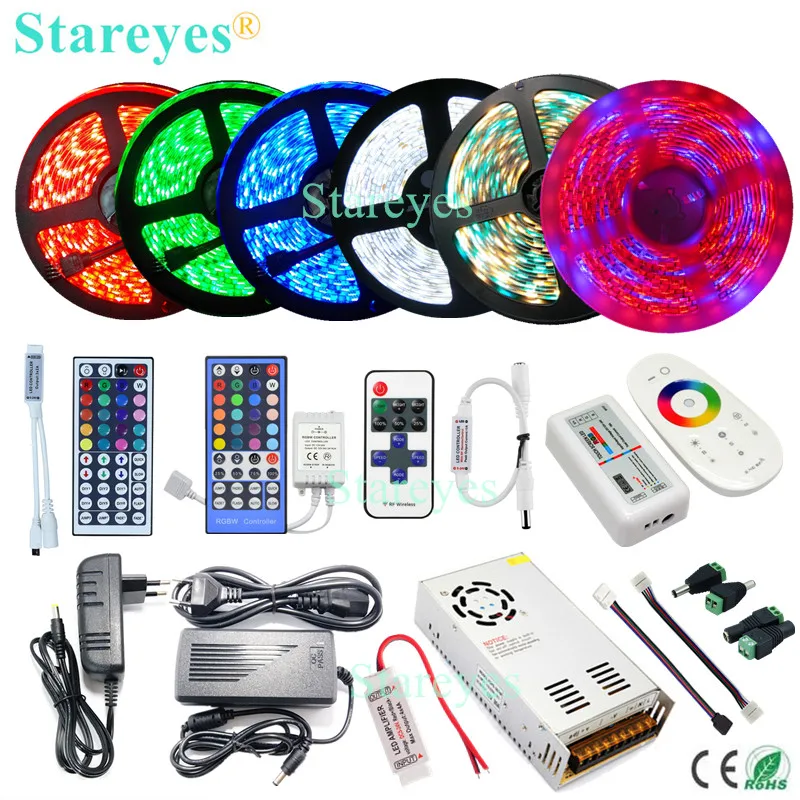 

Wholesale LED strip SMD 2835 3528 5050 IP20 IP65 IP67 IP68 Waterproof tape IR RF Wifi Remote controller power adapter supply