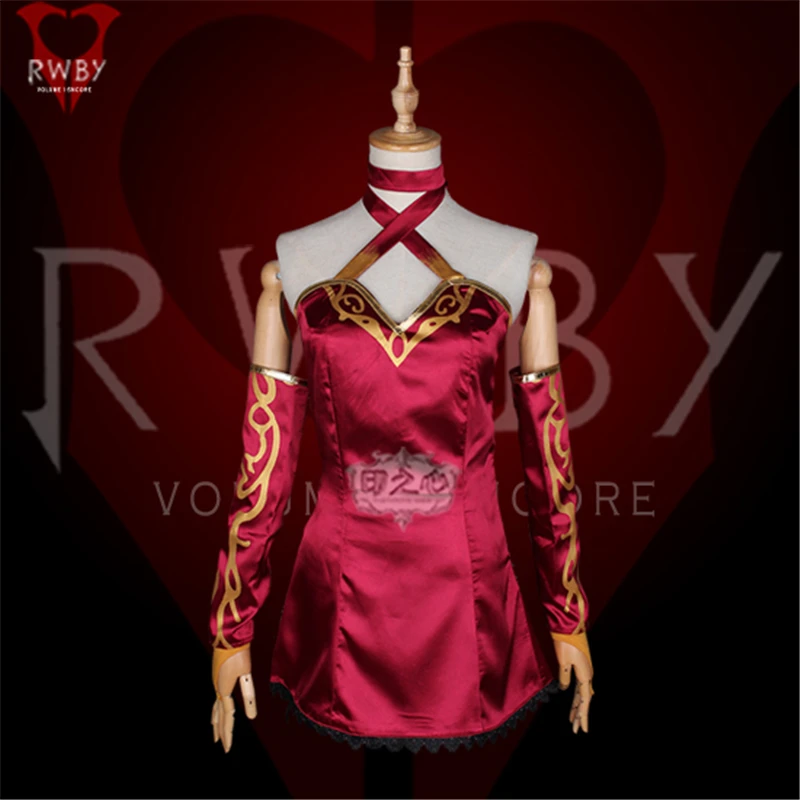 

Animation Season4 Cinder Fall Cosplay Costume Red Sexy Dress B