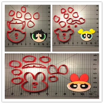 

Cartoon TV Powerpuff Girls Cookie Cutter Set Blossom Bubbles Buttercup Fondant Cupcake Top Made 3D Printed Biscuit Cutter
