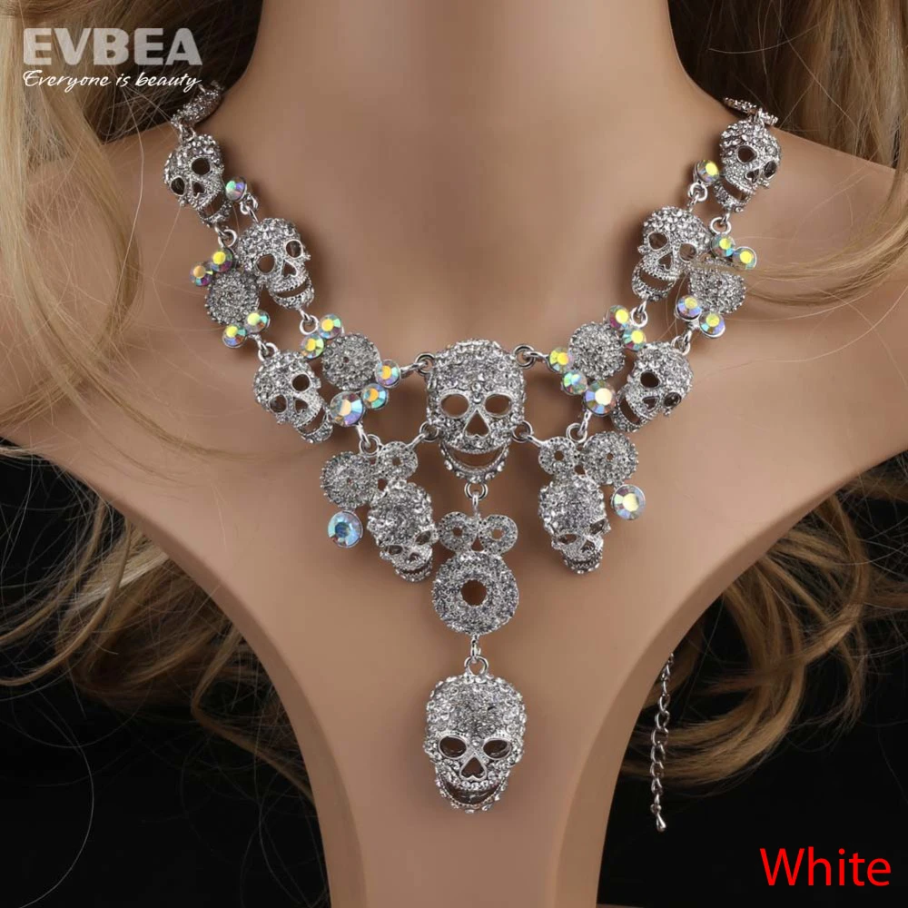 EVBEA новые роскошные металлические цепочки с черепами эффектные ожерелья для