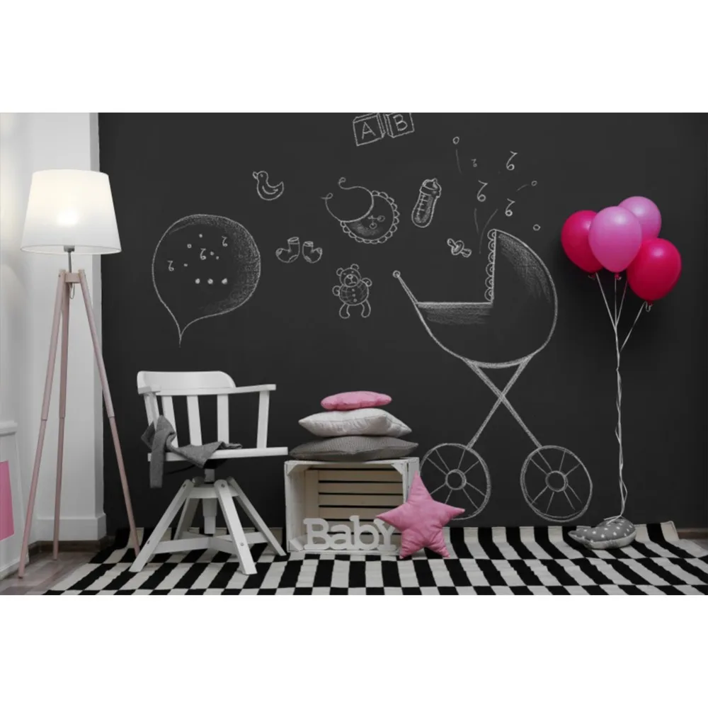 

Laeacco Blackboard Balloons Baby Birthday Party Chair Light Portrait Photo Backdrops Photographic Background For Photo Studio
