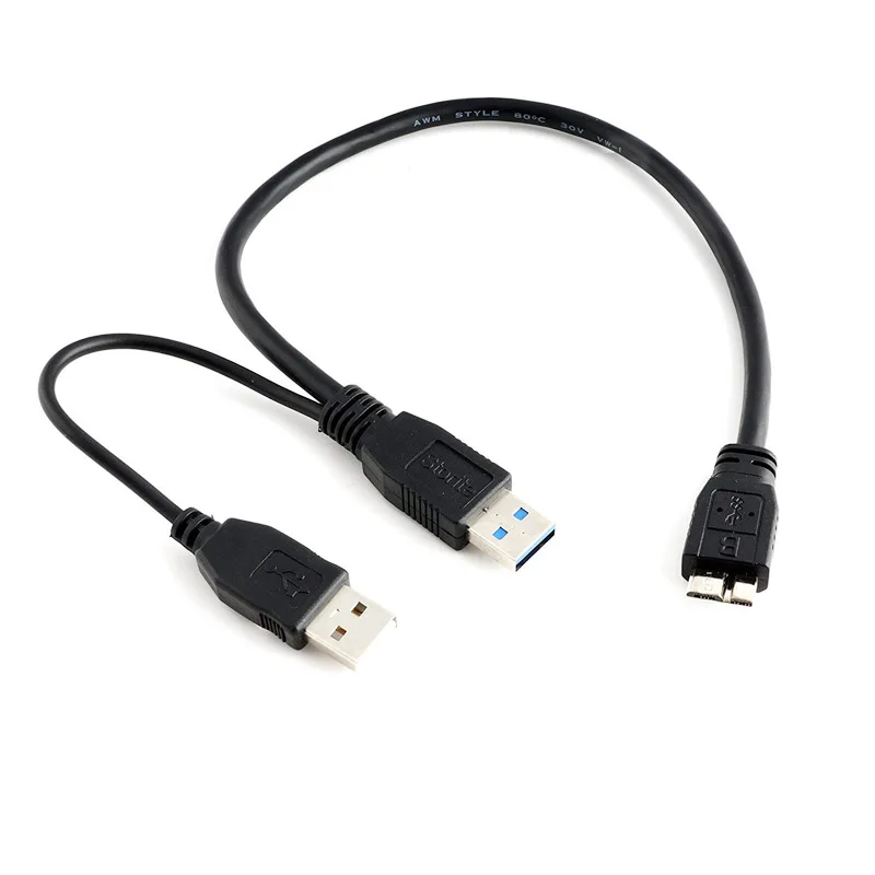 USB 3,0 двойной мощности Y Форма 2 X Тип A к Micro B Супер Скоростной кабель Внешние жесткие диски удлинитель провода разъем