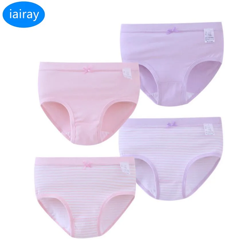 

4pcs/lot pink stripe cotton boxer briefs for girls teenage girl underwear children clothing kids panties girl underpants 3-12Y