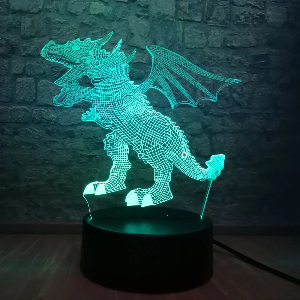 3D ночной Светильник динозавр Парк Юрского периода 7 цветов меняющий RGB светильник