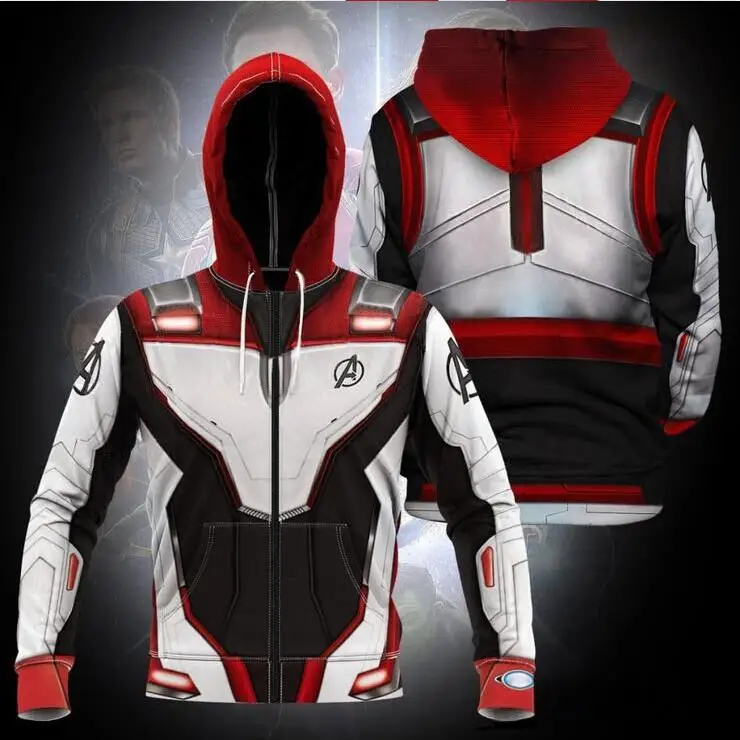 3D Printed Avengers Endgame Cosplay Quantum Realm Costumes Sweatshirt Hoodie Captain Marvel Tech Hooded Superhero Zipper Jacket