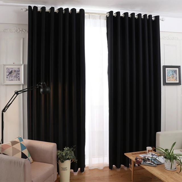 Cortinas opacas flocadas para ventana, cortina térmica sólida para  dormitorio, sala de estar, tela ignífuga, 100% - AliExpress