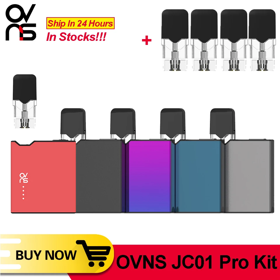 

E-Cig Update OVNS JC01 Pro Vape Starter Kit 1ML Refillable Cartridge Pod with 3 voltage adjustment Preheating Vape Kit vs w01