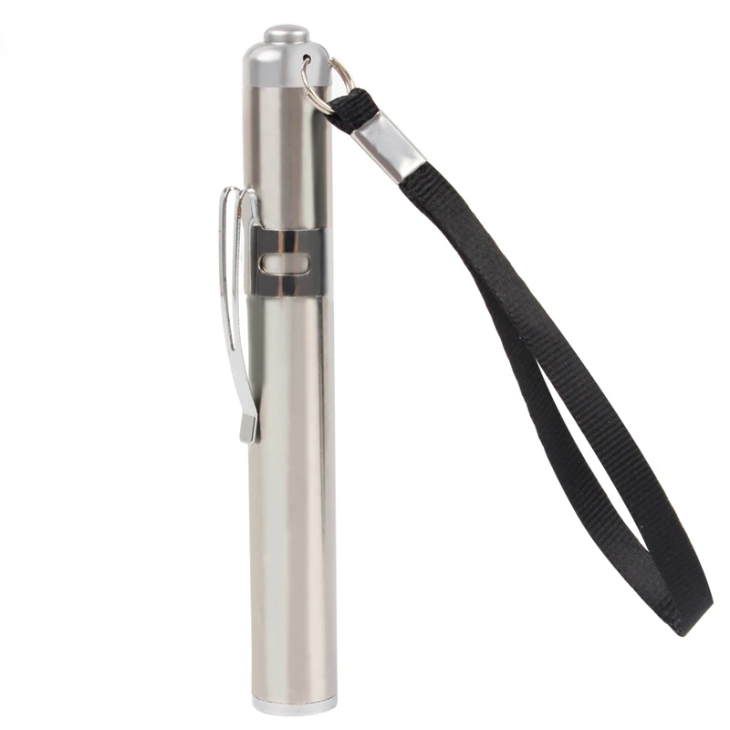 

Hot Sale Mini Flash Light Torches Stainless Steel LED Flashlight Round Moon Shape Use AAA Battery With Keychain Pen Metal Clip