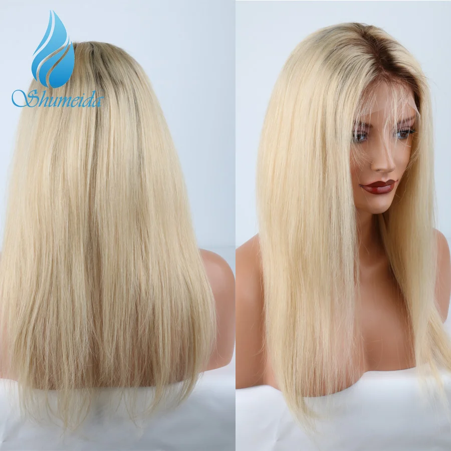 SHD T4#/613 Lace Front Wigs with Pre Plucekd Ombre Blonde Human Hair Wigs With Baby Hair Brazilian