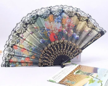 

Free Shipping for wedding fan 50pcs/lot Europe style flower+lace fan