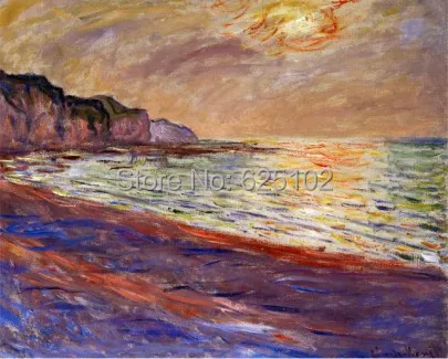 Playa At pourville, puesta de sol, 1882 Claude Monet