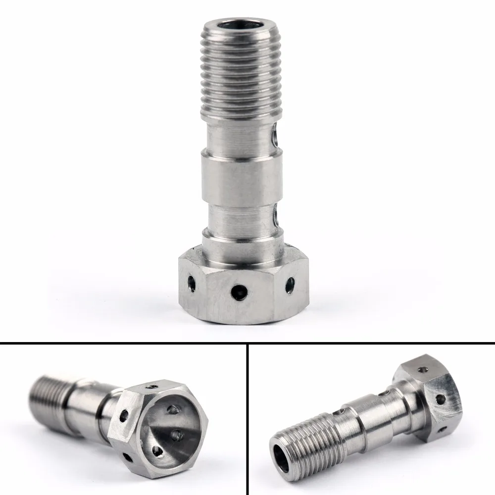 Areyourshop Motorcycle  Bolt M10x1.0/1.25 Pitch Titanium Double Banjo Bolt for Brembo Brake Dual Line High Quality Screws 