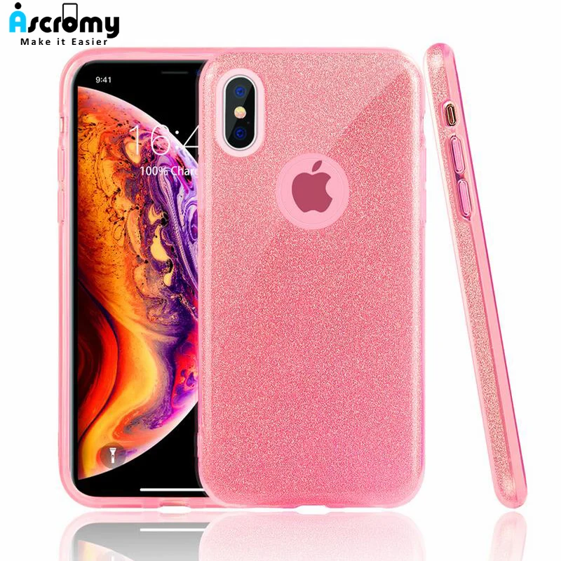 Ascromy блестящий чехол для телефона iPhone 7 7Plus роскошный гибридный жесткий защитный XS