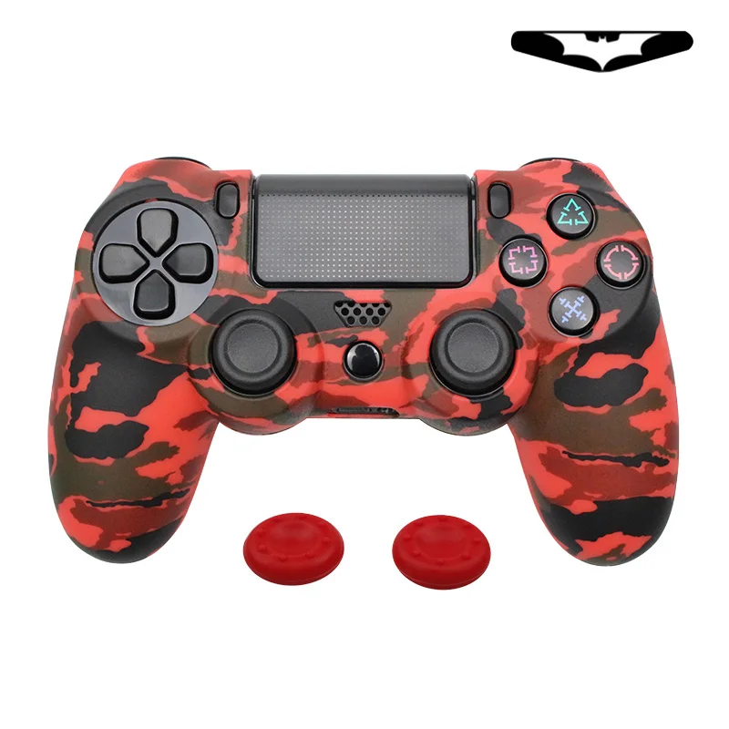 Red Для PS4 контроллер геймпад Камуфляжный Силиконовый Чехол резиновый чехол Защитный для Playstation 4 джойстик со светодиодным светильник - Цвет: Red