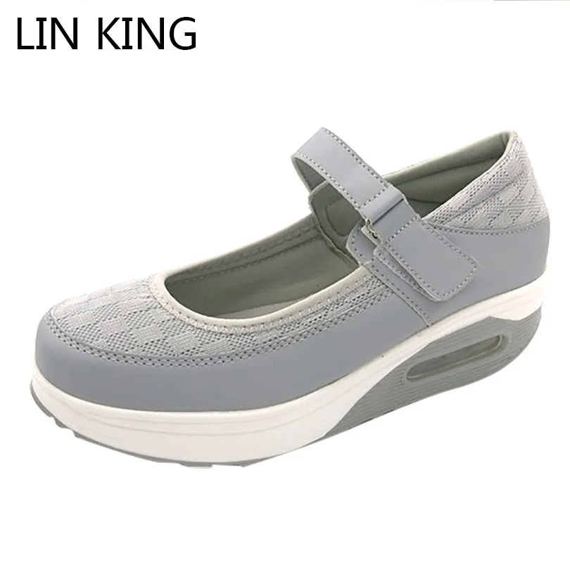 

LIN KING Breathable Women Swing Shoes Height Increase Platform Shoes Comfortable Wedegs Nurse Shoes Elevator Shoes For Female