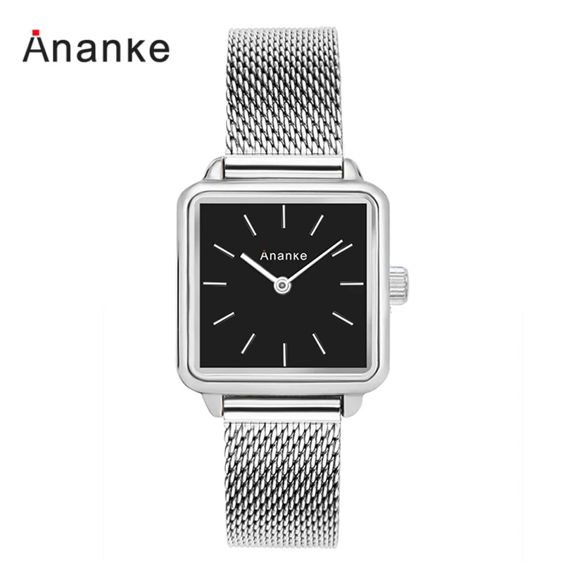 Ananke Woman Watch Luxury Casual Ladies Square Watch Stainless Steel Women Wrist Watches Relogio Feminino