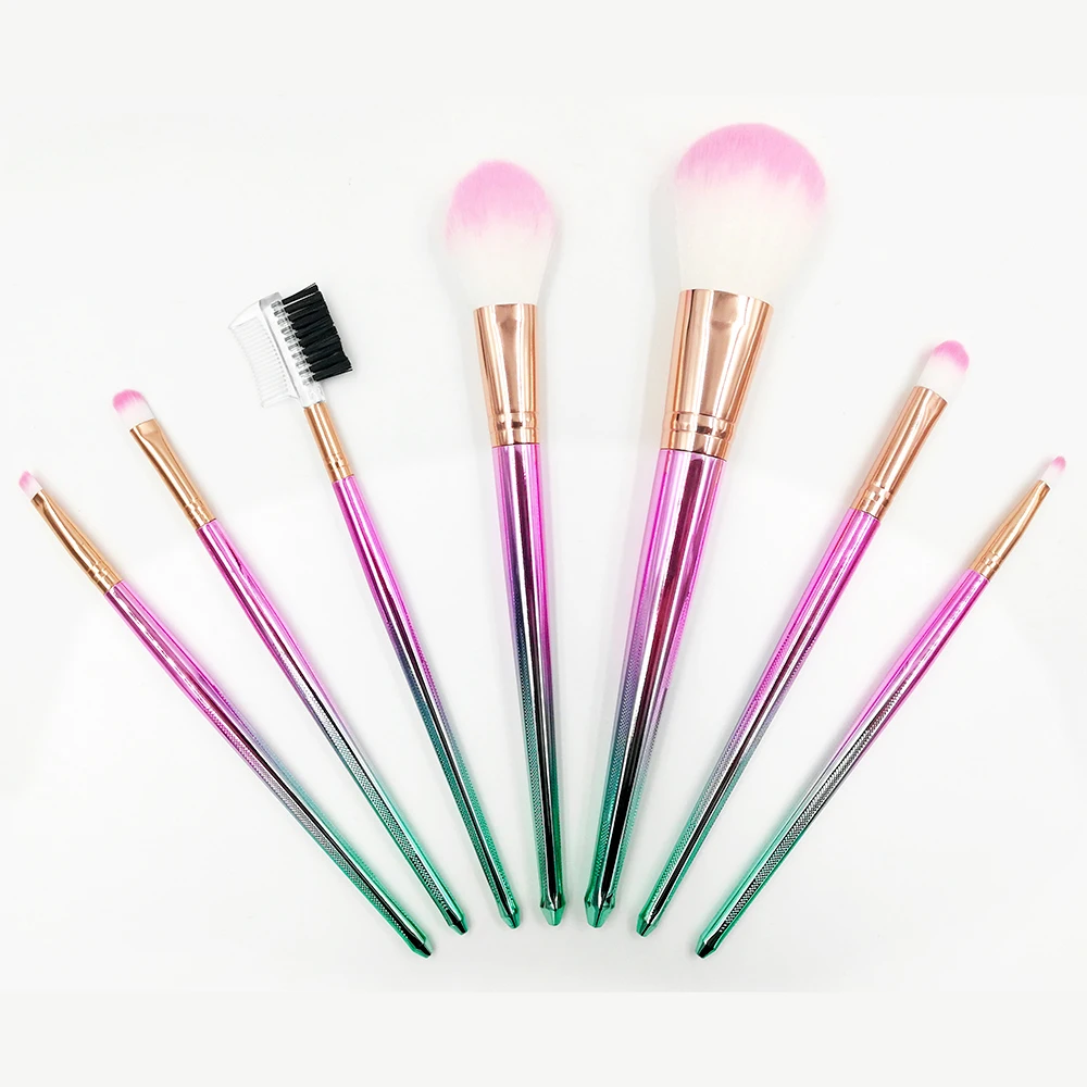 Brand 7PCS Mermaid Makeup Brushes Set Eyeshadow Eyebrow Eyeliner Blush Contour Foundation Lip Cosmetic Beauty Make Up Brush Kits (3)