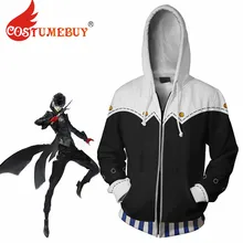 Costumebuy Persona 5 костюмированная куртка с капюшоном P5 Юсуке Китагава с длинным рукавом чёрное худи трикотажная кофта на молнии с капюшоном, свитер, куртка, L920