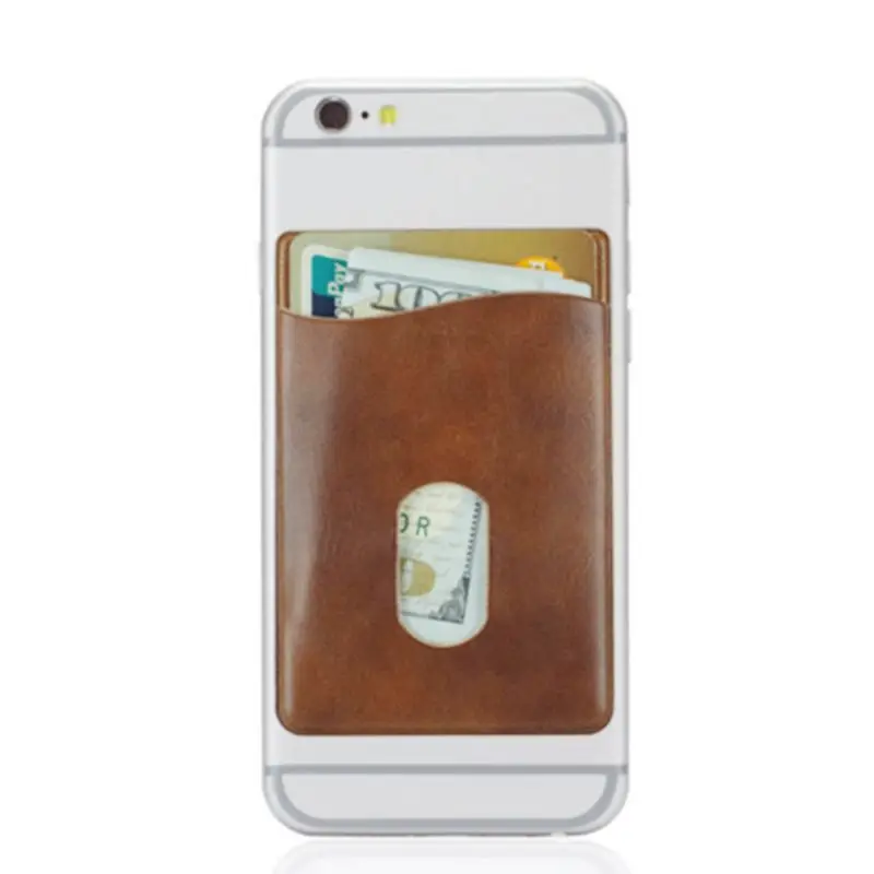 Кожаный держатель для карт Стикеры 3M клей отделением для кредитных карт чехол-накладка для мобильного телефона Карманный Кошелек Чехол Стикеры s сумка