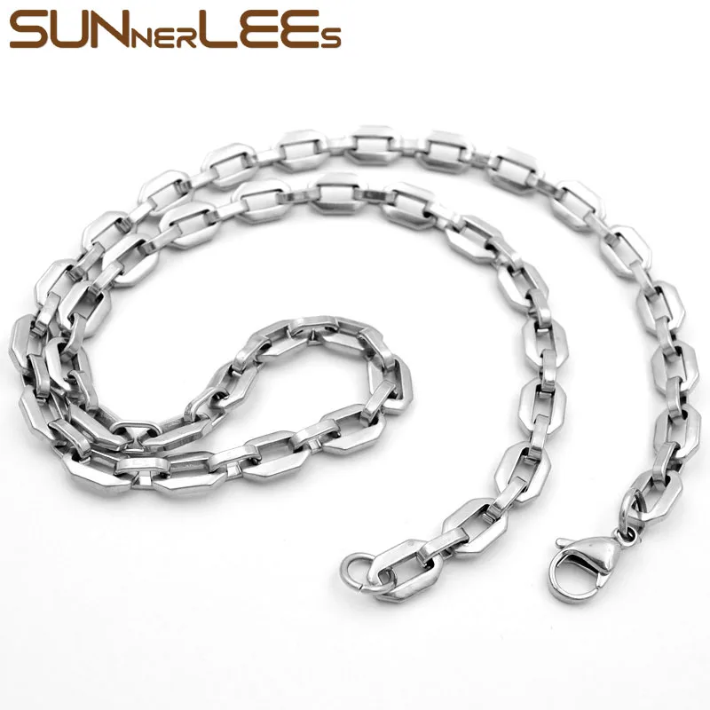SUNNERLEES ювелирные изделия из нержавеющей стали ожерелье 7 мм звено цепи для мужчин женщин подарок SC22 N