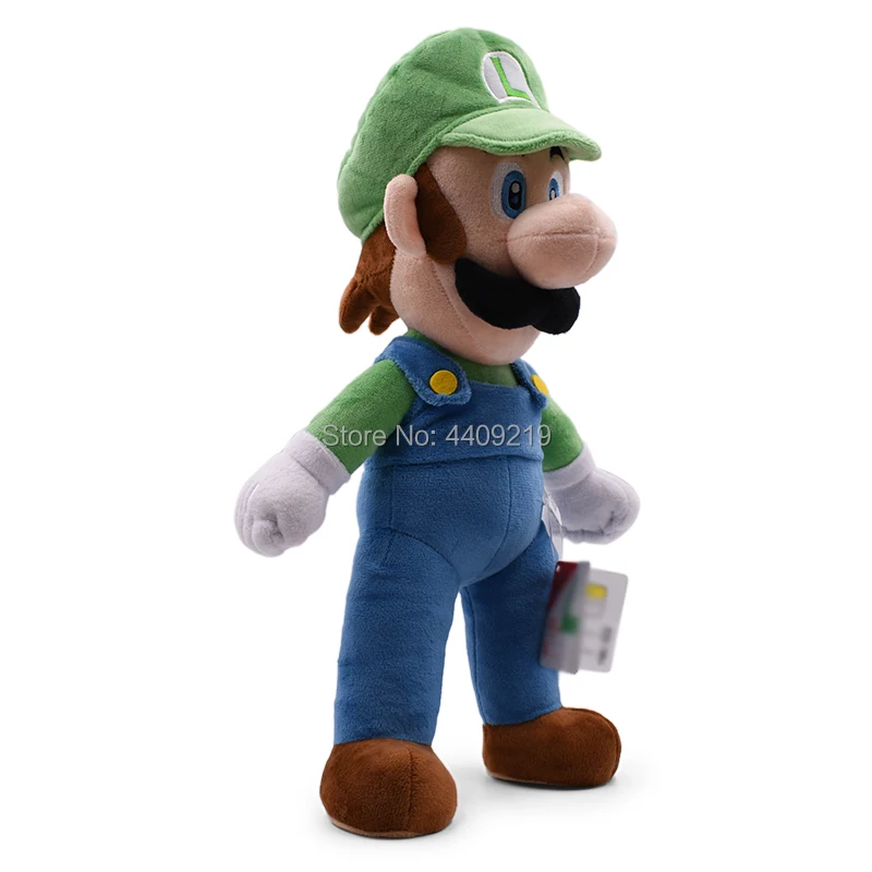 40CM Super Mario Bros Green Standing Luigi Plush Toy Soft Peluche Doll Kids