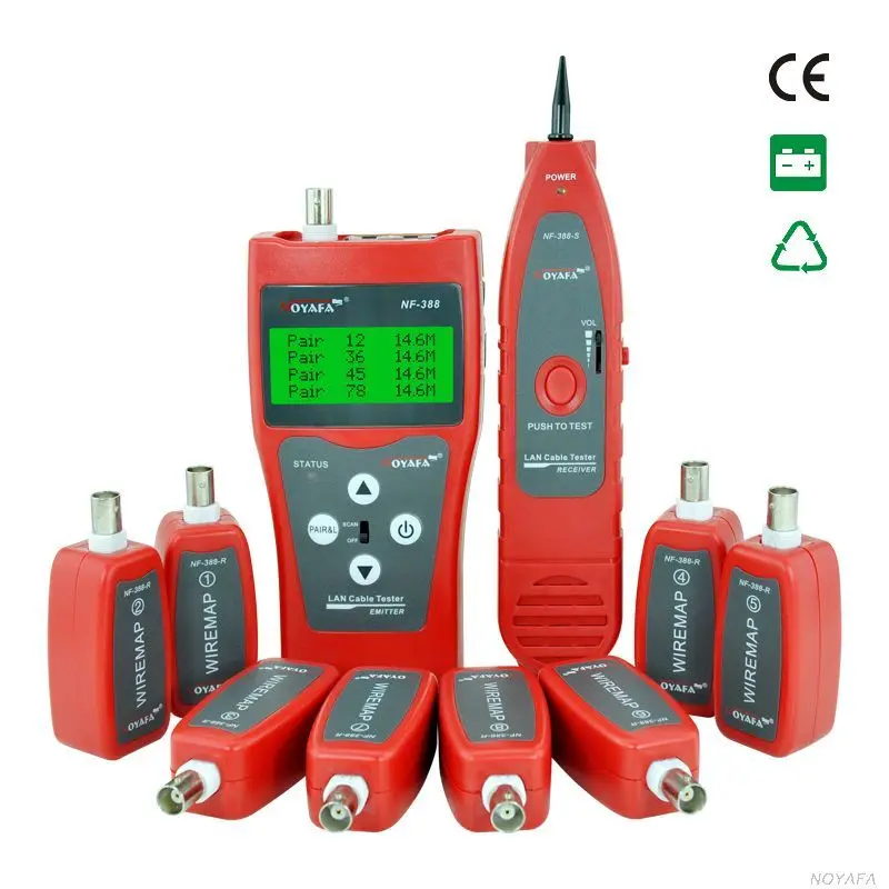 Top Quality Network cable tester Cable tracker RJ45 cable tester NF-388 English version Audio Cable Tester Red color