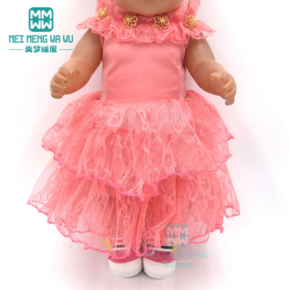 

Doll clothes for 43-45cm new born doll accessories and American doll Pink princess baby dress