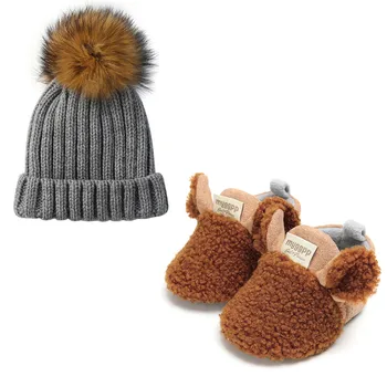 

Warm Baby Boots Fashion Lamb Winter Baby Boy Shoes Cute Knitting Hat + Animal Ears Toddlers Crib Shoes Wholesale