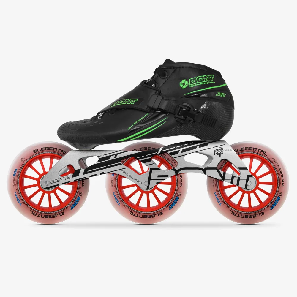 100% الأصلي بونت طائرة سرعة حذاء تزلج بعجلات حجم 29-40 Heatmoldable ألياف الكربون التمهيد إطار 3*90/100 /110 مللي متر عجلات سباق Patines