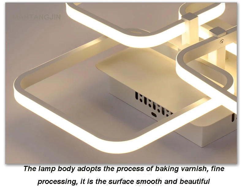 Прямоугольные акриловые Алюминиевые Современные светодиодные потолочные лампы для гостиной спальни AC90-265V белый Потолочный светильник