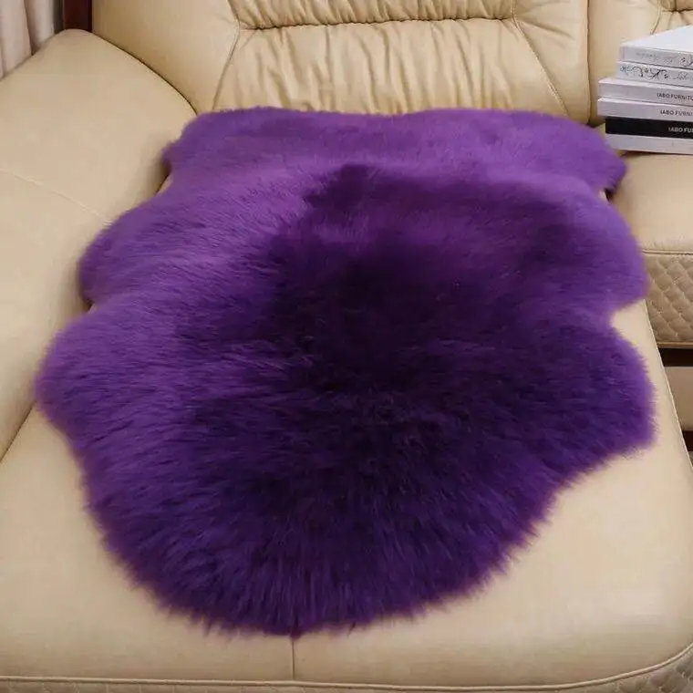 Роскошный прямоугольный квадратный мягкий искусственный шерстяной овчина Пушистый Ковер белый мех ковер мохнатые длинные волосы сплошной мат домашний DecorD20 - Цвет: Purple 8cm Fleece
