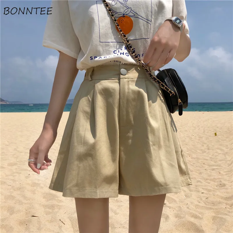 

Shorts Women Summer Loose High Waist Korean Style All-match Simple Solid Womens 2019 Chic Clothing Leisure Pockets Female Daily
