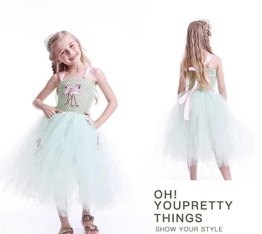 Kids Baby Girl Flamingo Princess Dress Elegant Girls Tutu Dresss for Photo Shot Wedding Birthday Ball Gown Fancy Dresses (7)